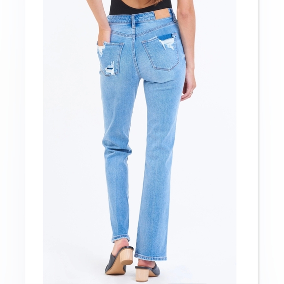 NWT Dear John Paris Bootcut Distressed Denim Jeans, Costa Blue, Size 27 - Picture 2 of 12